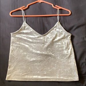Silver velvet spaghetti top